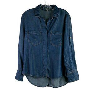 Gray by Saks 5th Ave- Long Sleeve Blue Chambray Shirt - Small